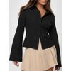 Mode Chemise Rayée Coupe Ajustée pour Femme Manches Longues Blouse Élégante Col de Chemise Bureau Décontracté Hauts Courts Simples Simples Printemps Été Streetwear Vêtements de Base
