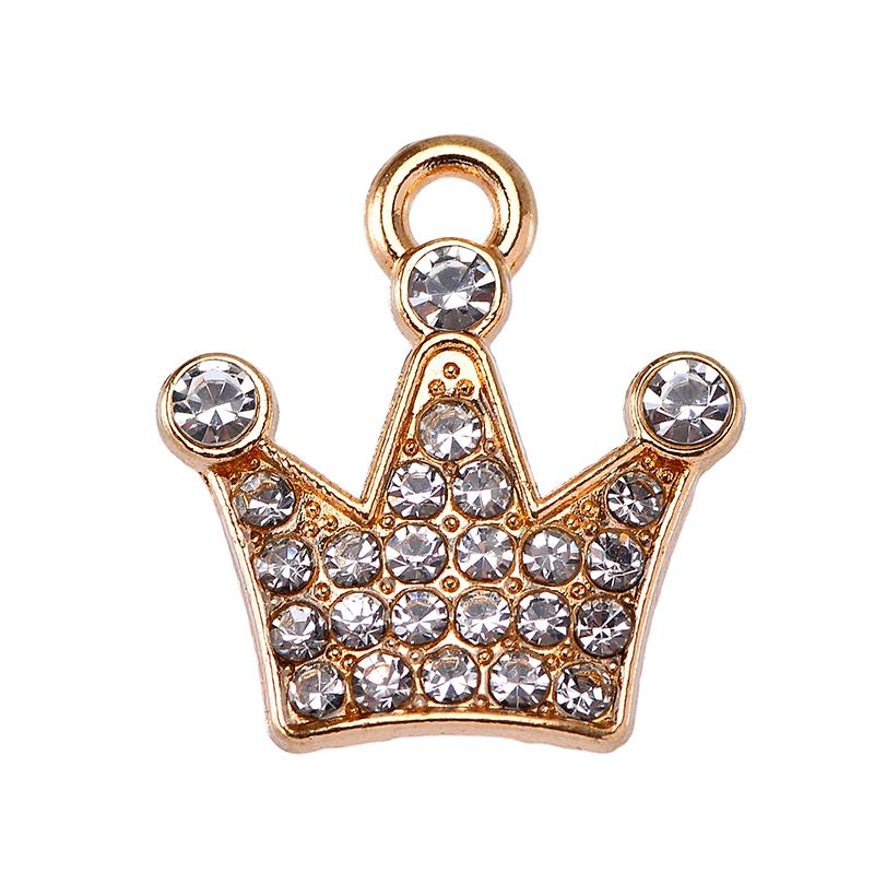 10Pcs Fashion Shiny Rhinestone Butterfly Bee Love Crown Pendant Women's Earrings Bracelet DIY Jewelry Making Charm Accessories