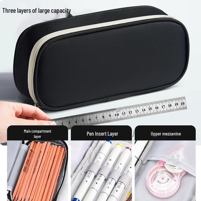 Double Layer Cartoon Pencil Case for Students - Large Capacity, High-Quality Print
