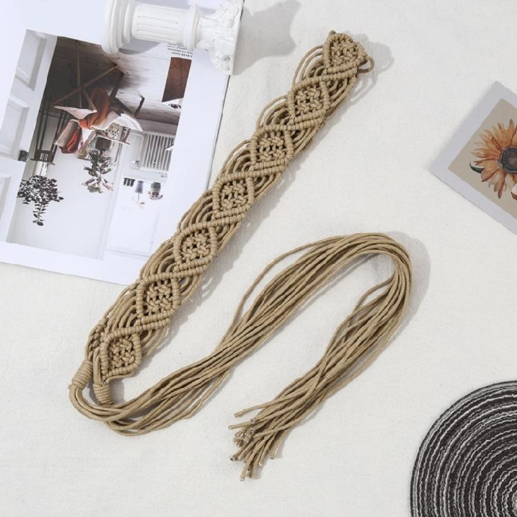 Vintage Bohemian Rope Belt for Women Fashion Handmade Crochet Waist Belt Girl Travel Waistband for Dress Vacation Belt