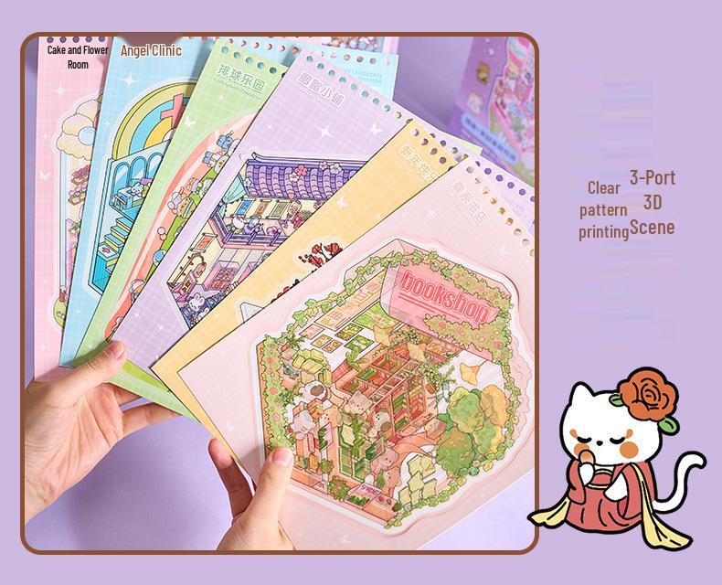 Serene Town 3D Mini Landscaping Sticker Book for Kids