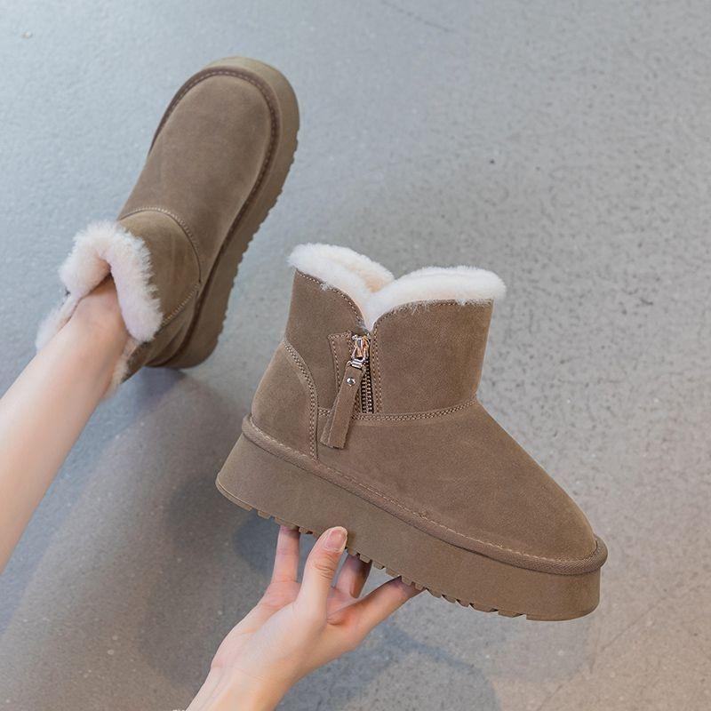 

Кожаные зимние сапоги женские зимние бархатные с утолщенным мехом интегрированные новые хлопковые туфли с коротким голенищем и толстой подошвой нескользящие туфли-хлебушки 40 абрикосовый