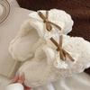 Plush Bow Accent Indoor Slippers Soft Fleece Lining Comfortable Slip-On Design Lightweight Cozy Footwear for Home Use