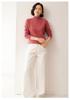 Women's Cashmere Half-High Neck Raglan Sweater - Autumn/Winter Style, 7-Gauge Fancy Yarn, Loose Knit Pullover.