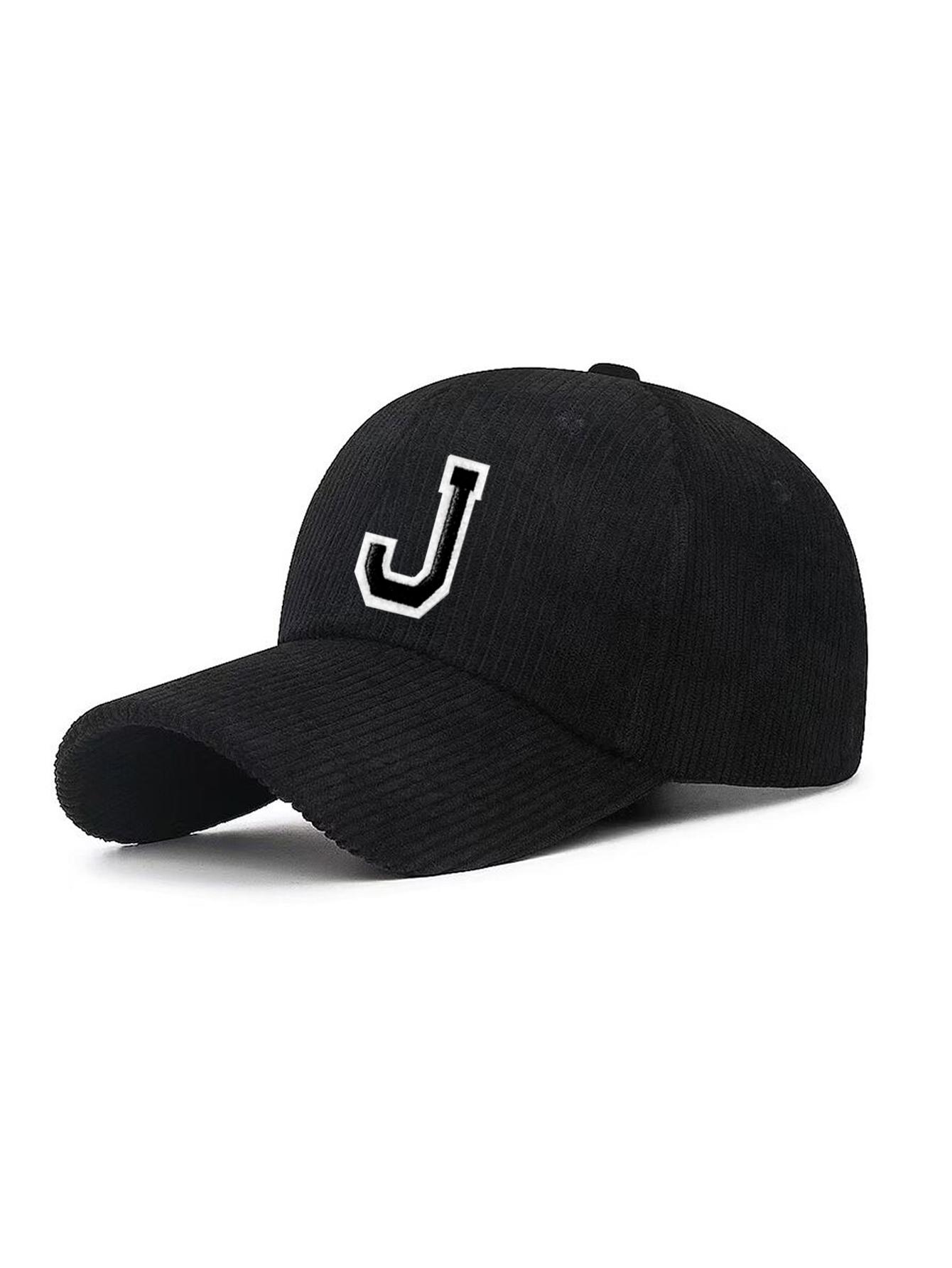 

1 PC Letter A-Z Japanese Style Corduroy Baseball Cap - Unisex Fall Winter Hat with Sun UV Protection, Adjustable One Size
