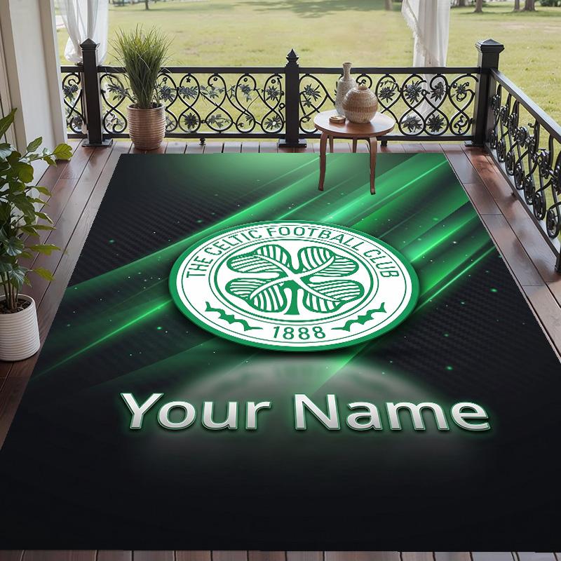 Custom Text Printed Rug Celtic FC Non Slip Floor Carpet For Home Room Decor
