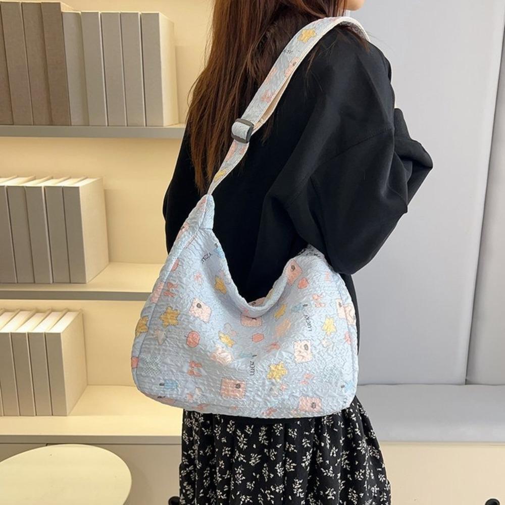 Nylonová plátěná taška přes rameno Korejský styl Nákupní taška Módní kreslená taška přes tělo Kancelář