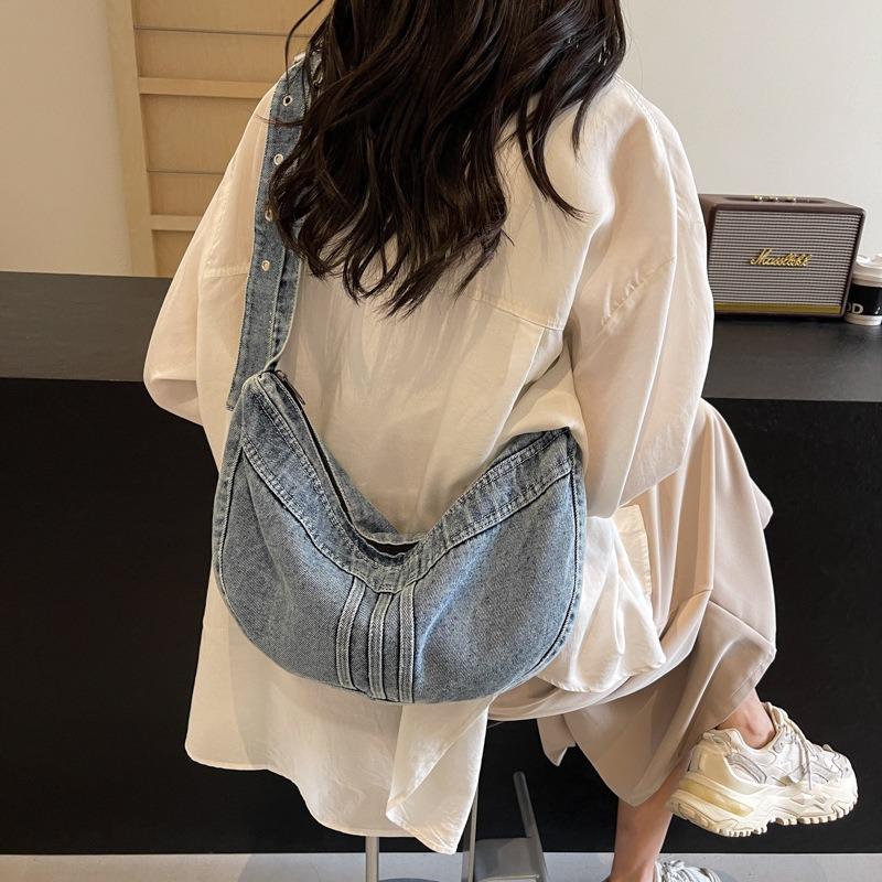 College Student Shoulder Bag Harajuku Denim Bag Girls Versatile Crossbody Bag Women's Shoulder Dumpling Bag
