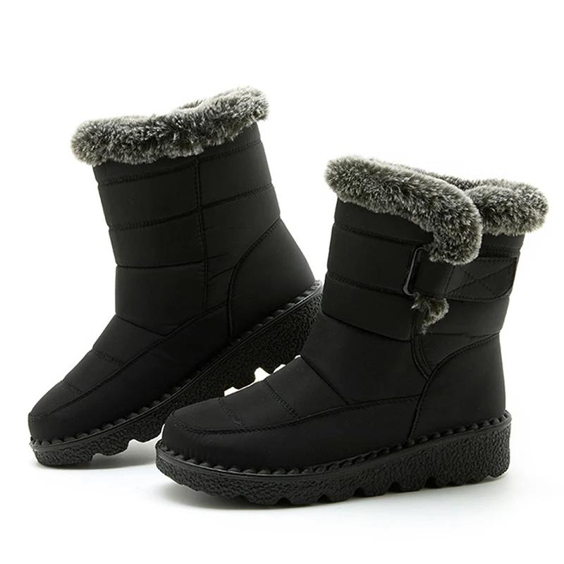 Waterproof Snow Boots Women Faux Fur Keep Warm Winter Shoes Woman Outdoor Non-Slip Thicken Plush Ankle Boots Plus Size 44