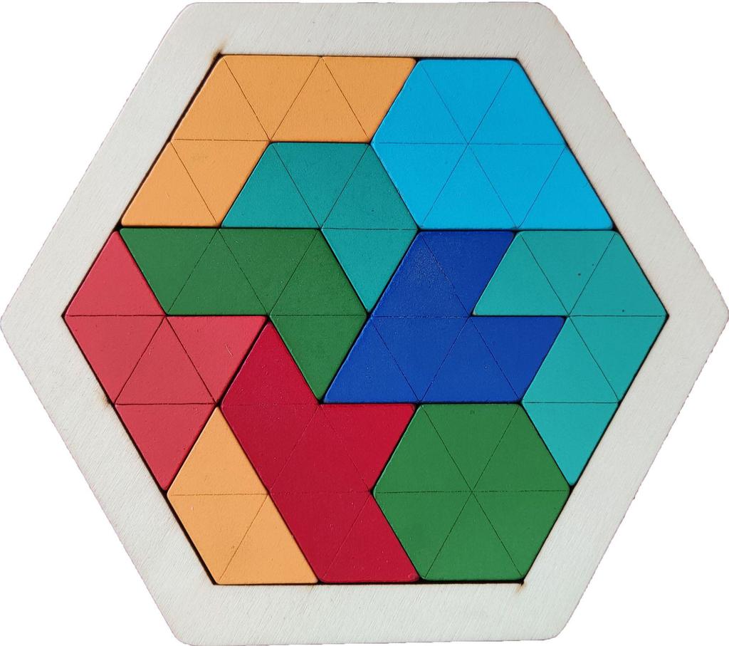 Hexagonal Wooden Geometric Puzzle Blocks for Kids 