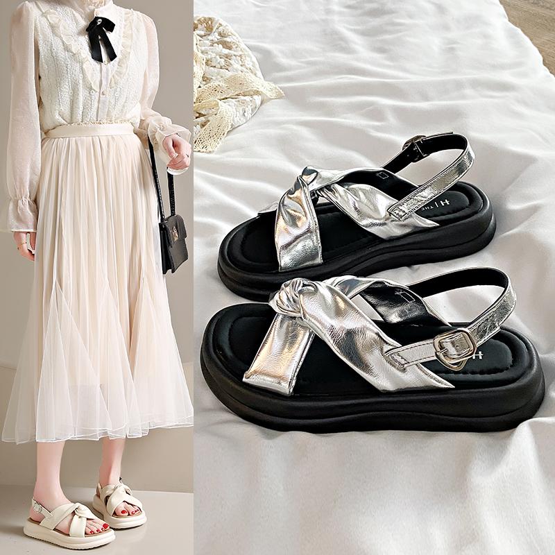 Modische Plateausandalen Koreanische Lässige Flache Strandschuhe Damen Sport Dicke Sohle Mode Sandalen 2025
