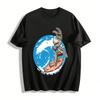 Funny Surfing Donkey Print Casual T-Shirt Unisex Summer Loose Top Pure Cotton T-shirt