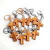 Olive Wood Cross Keychain Creative Handmade Wooden Cross Pendant DIY Decoration Pendant Holiday Gift
