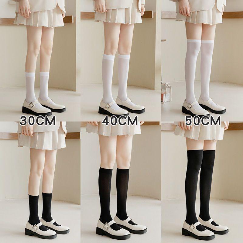 Velvet Calf Socks Women'S Thin Leg Socks Jk Socks Black Japanese Medium And High Knee Socks Tube Socks