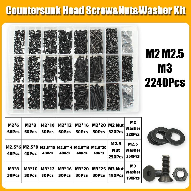 3045P Hex Hexagon Socket Countersunk Head Screw M2- M8 Carbon Steel Flat Head Bolt and Nut Washer Screws 10.9 Grade Alloy Steel