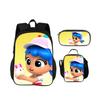 Rucsac, etui, pachet de gheață, Set 3 bucăți, imprimeu desen animat, Grădiniță, copii și elevi