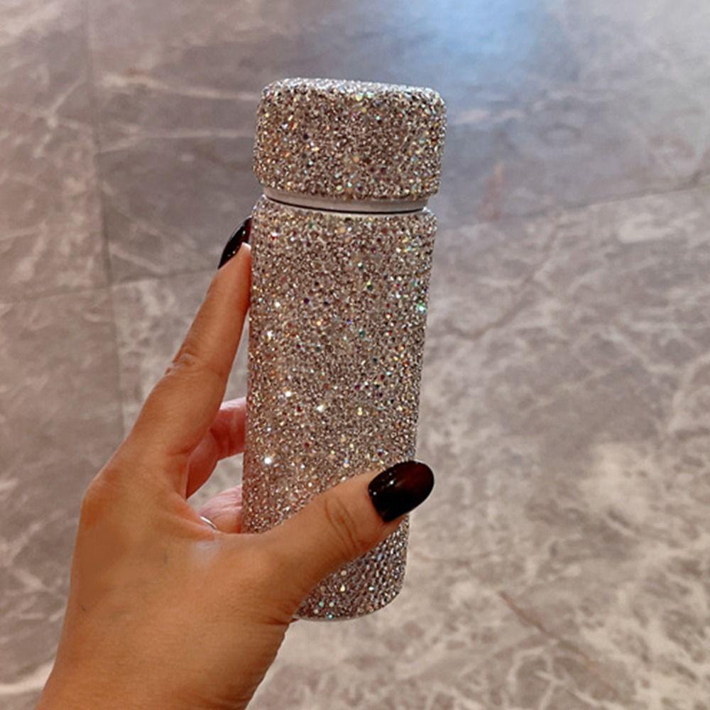 Creative Diamond Water Bottle 150ml Portable Diamond-encrusted Mug Exquisite Stainless Steel Refillable Water Bottle Travel