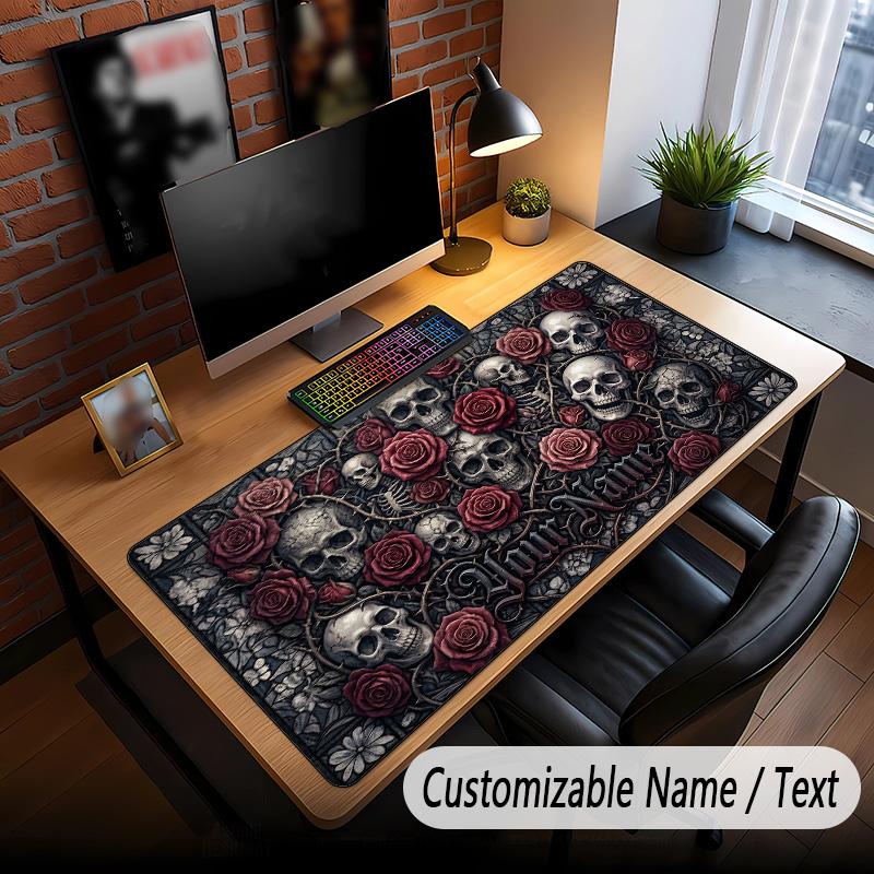 Skull Gothic Theme Custom Mouse Pad Personalized With Name Text Customized Desk Mat For Office Home Decor