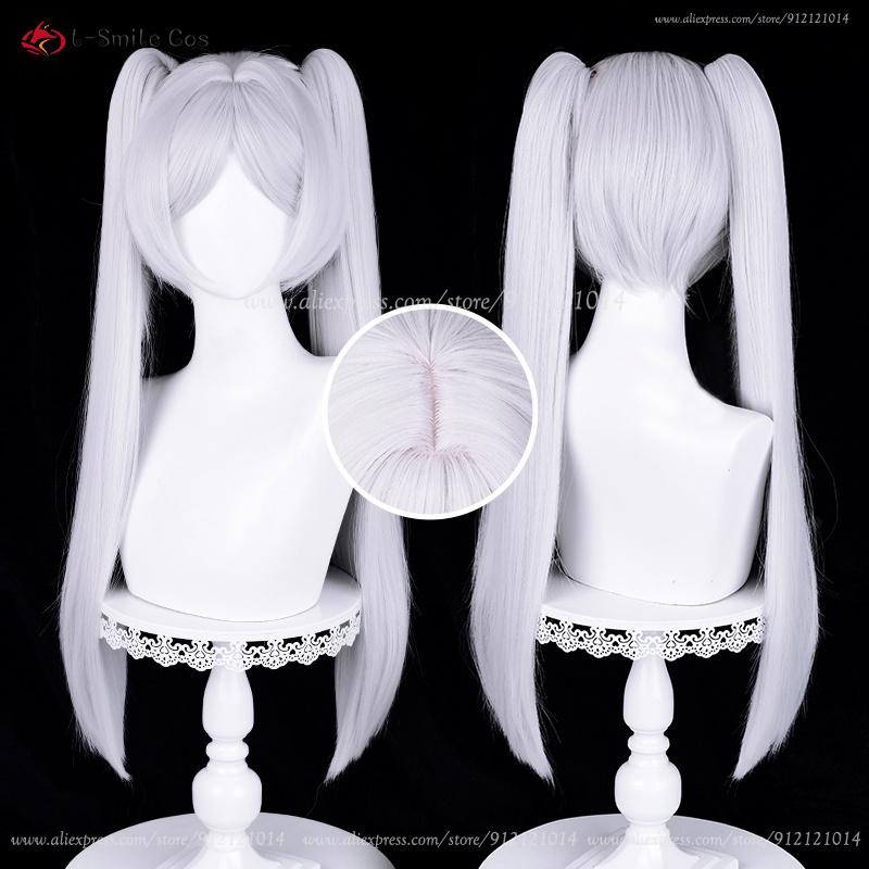Parrucca Cosplay Frierenn 95cm Argento Bianco Resistente al Calore Capelli Sintetici Per Costumi da Donna Parrucca Cosplay Anime Halloween