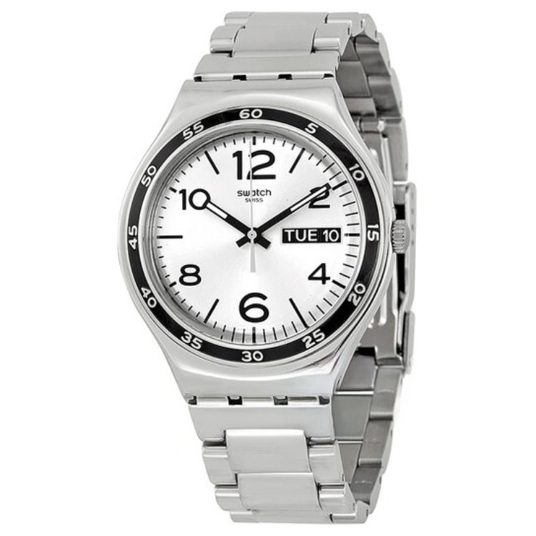 Swatch Quartz Movement 30M Water Resistant Watch 43Mm Silver Dial Stainless Steel Bracelet Men watches YGS766G Silver Dial