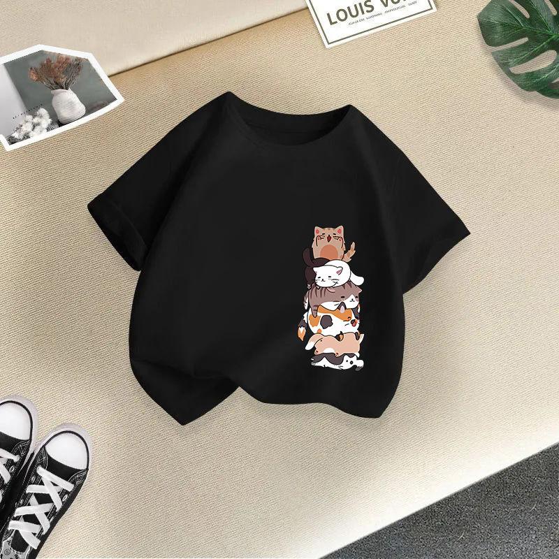 Dětské tričko s krátkým rukávem z čisté bavlny s roztomilými zvířecími potisky pro letní módu