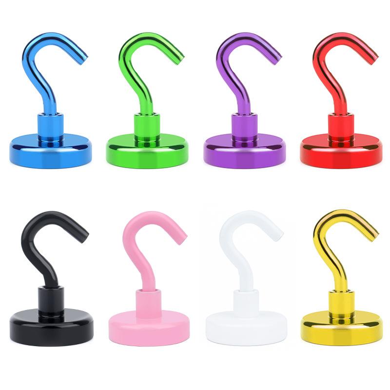 Magnetic Hook Strong Iron Absorption Color Electroplating Strong Magnetic Hook Household Metal-plated Magnet Hook For Bathroom