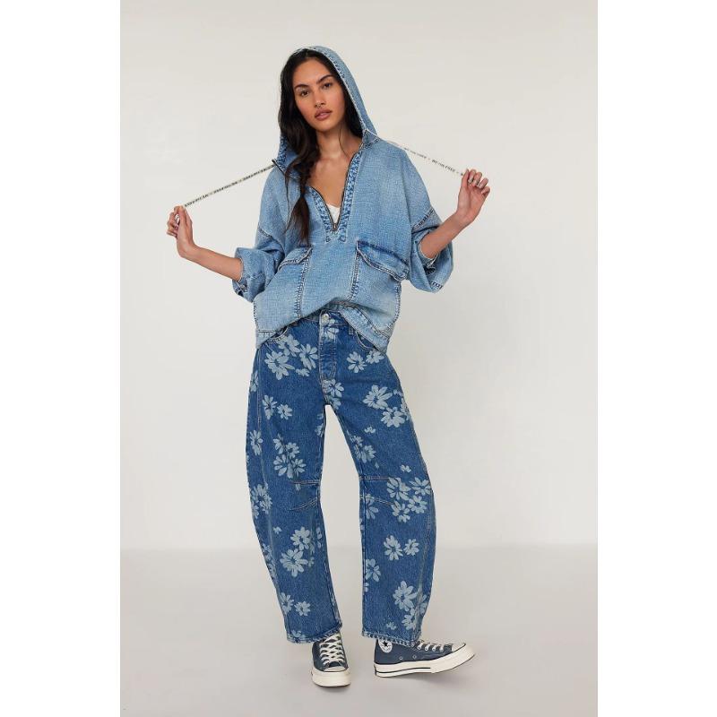 VEZFAA Women's Fashion Casual Flower Pattern Print High Waist Trousers Pants & Capris