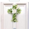 Easter Wreath Cross Door Sign Christian Floral Easter Decor for Front Door Porch