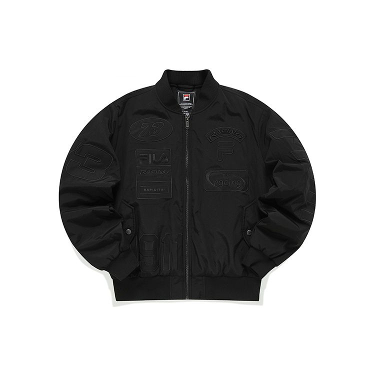 

FILA Embroidered Logo Pattern Sports Warm Pilot Cotton Jacket Men jackets Black F11M219901FBK M