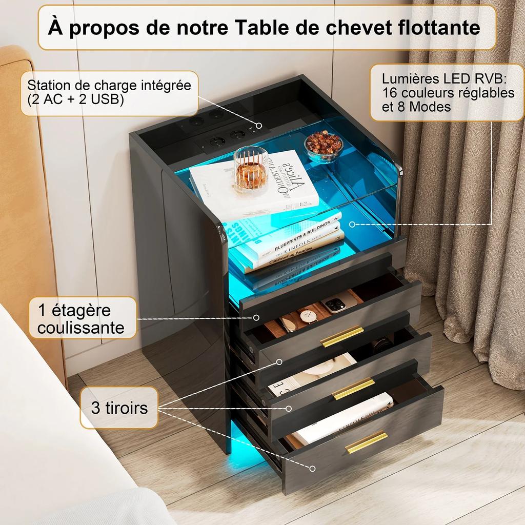 Bedside Coffee Sofa Tea Table Storage Closet Wooden Nightstand Drawers Lamp Charging Bedroom Living Room Display Furniture
