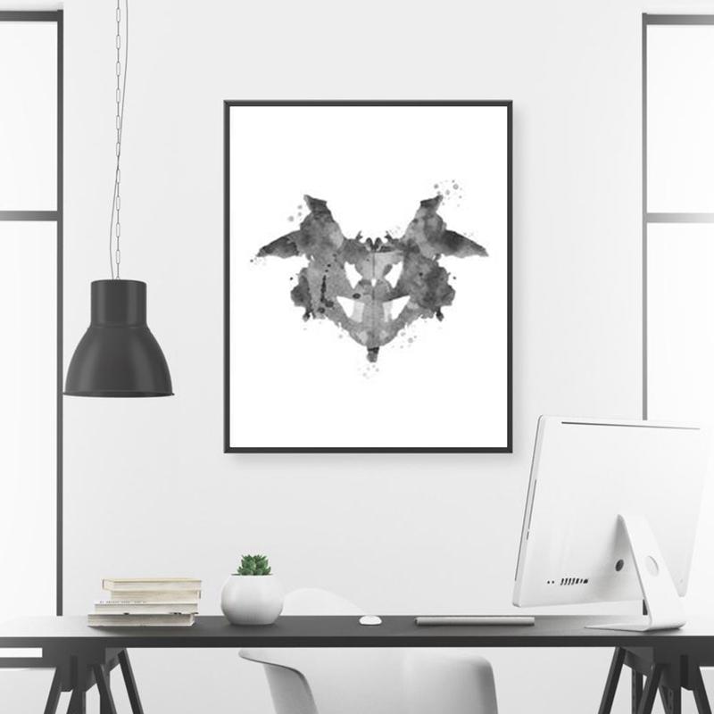 Rorschach Testi Suluboya duvar sanatı tuval yağlıboya Psikolog Hediye Psikolojik Test Posterleri ve Baskılar Resimleri Klinik Dekor