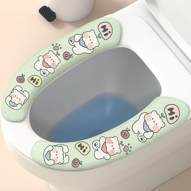 Reusable Toilet Seat Cover Pad With Static Adhesion - Soft Plush Use Cartoon Print 1200pcs Bulk