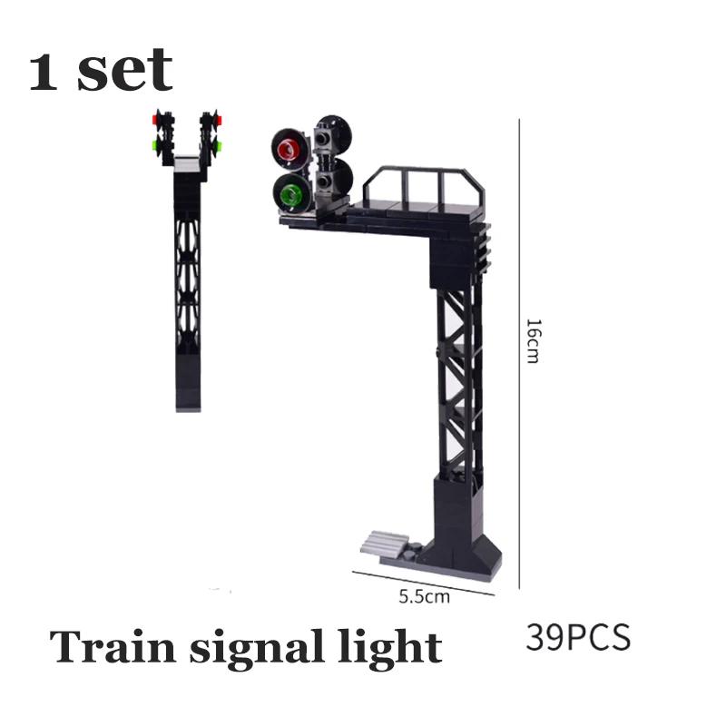 City Train Parts Tracks Train Station Bricks Railway Buffer Stop Model Rails Straight Curved Railways Building Blocks MOC Toys