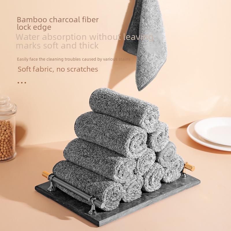 Bamboo Charcoal Absorbent Dish Cloth & Scouring Pad
