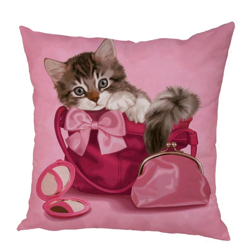 Color Cute Cartoon Dog Square Pillow Cushion Cover Car Sofa Office Chair Polyester  Case Home Decor Ornament