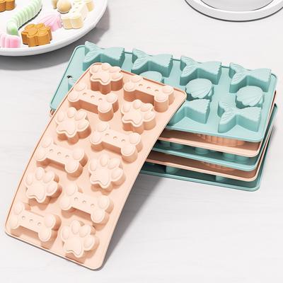 Dog Paw Bone Shaped Silicone Mold Non-Stick Food Grade Ice Tray Reusable Mould Used for Chocolate, Pudding, Jelly, Puppy Biscuit