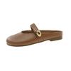 Retro Half Slippers Women's Outer Wear 2025 New Flat Bottom Soft Bottom One Pedal Lazy Bag Head Drag