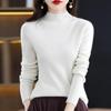 Women's Pure Wool Long Sleeve Pullover Sweater with Half-High Neck - Solid Color, Base Layer for Autumn and Winter