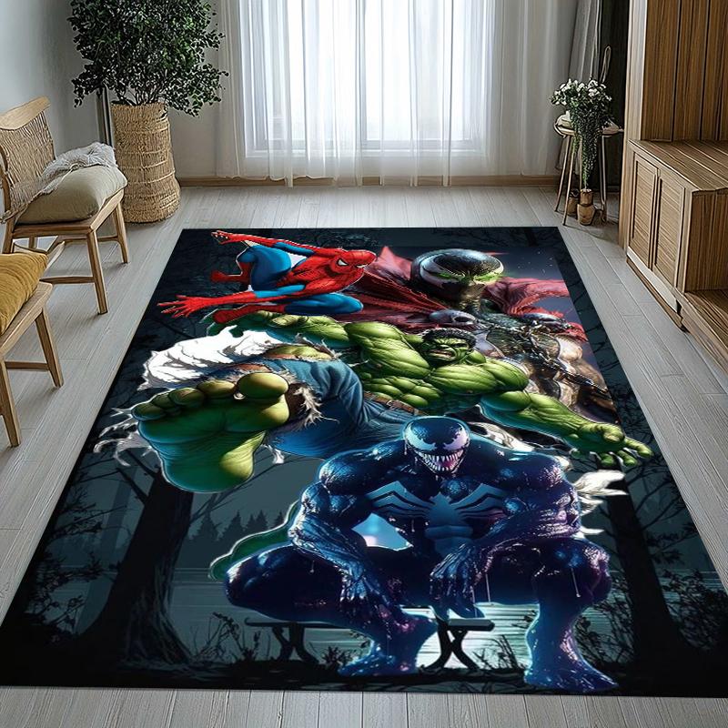 Marvel Avengers Spider Man Cartone Animato Tappeto Area Antiscivolo per Soggiorno Tappeto Morbido per Camera da Letto Stanza dei Giochi dei Bambini Divano, Zerbino Decorazione per la Casa