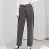 Jeans for Women Baggy Fit Elastic Waist Gray Color Wide Fit Denim Pants Date Outfits Korea Fashion
