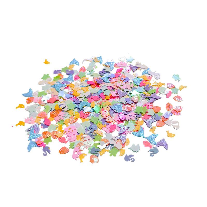 

WTEMPO DIY Colorful Mermaid Confetti Set Mermaids Conch Shells Unicorn Dolphin Holographic Glitter for DIY Crafts Handmade Shakers Valentine s Day 500g разноцветный