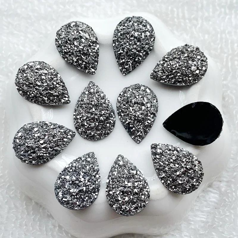 20pcs 11.5*17mm Natural ore Style Flat back Resin Rhinestones Cabochons For Bracelet Earrings accessories -HA77