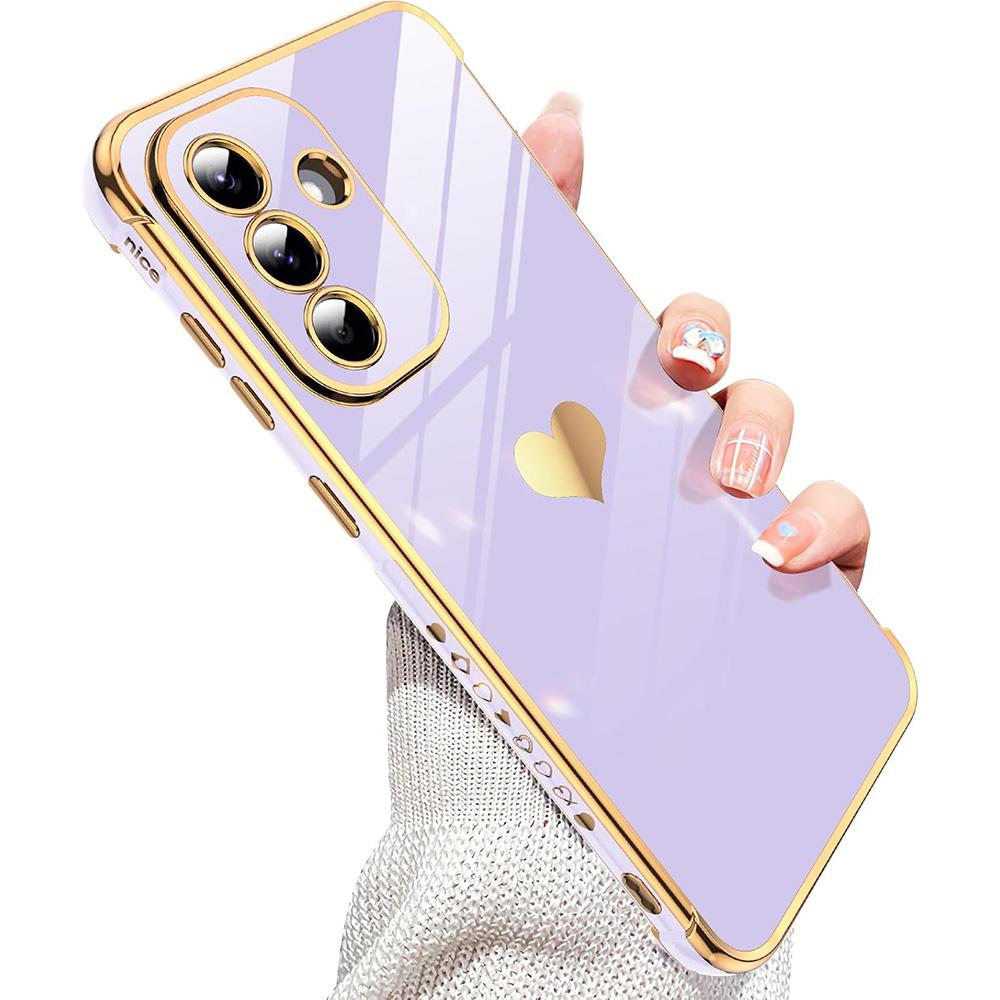 Luxury Glitter Plating Silicone Soft Case For Samsung Galaxy A56 A36 A26 A16 A55 A35 A25 A15 A54 A34 A14 Love Candy Color Glossy