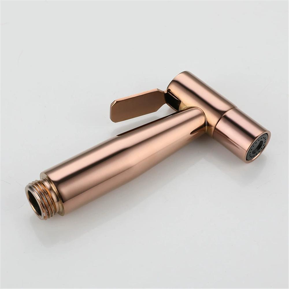 Hand Held Bidet Sprayer Douche Toilet Kit Bidet Faucet Rose Gold Round Shattaf Shower Head Copper Valve Set Jet Bidet Faucet