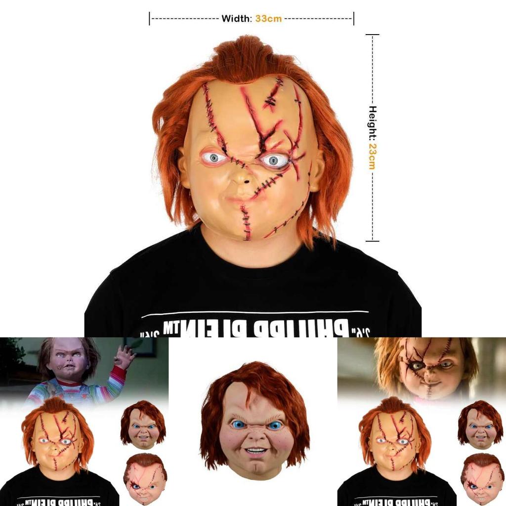 Childs Play Halloween Latex Mask With Blood Effect For Horror Party Cosplay