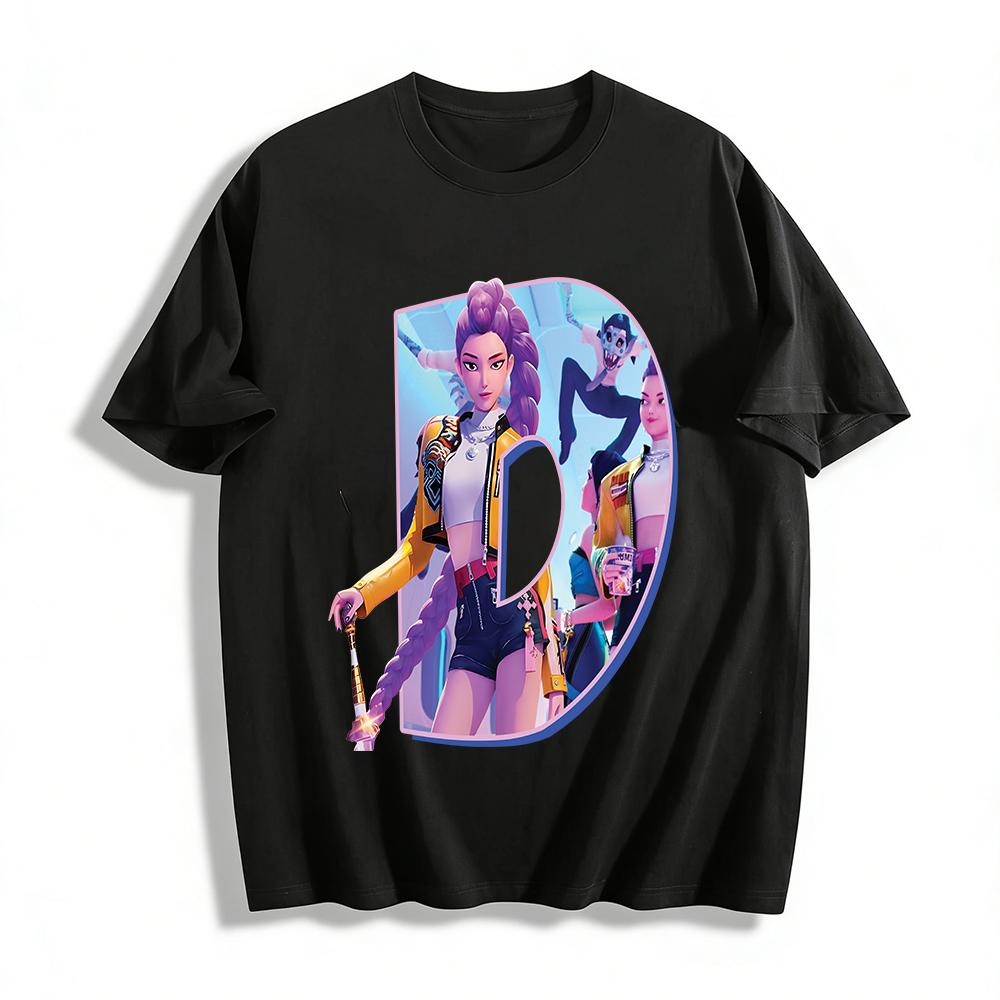 

Trendy Purple-haired Girl Print Casual Top Street Anime Style Unisex Loose T-shirt Pure cotton T-shirt XXS
