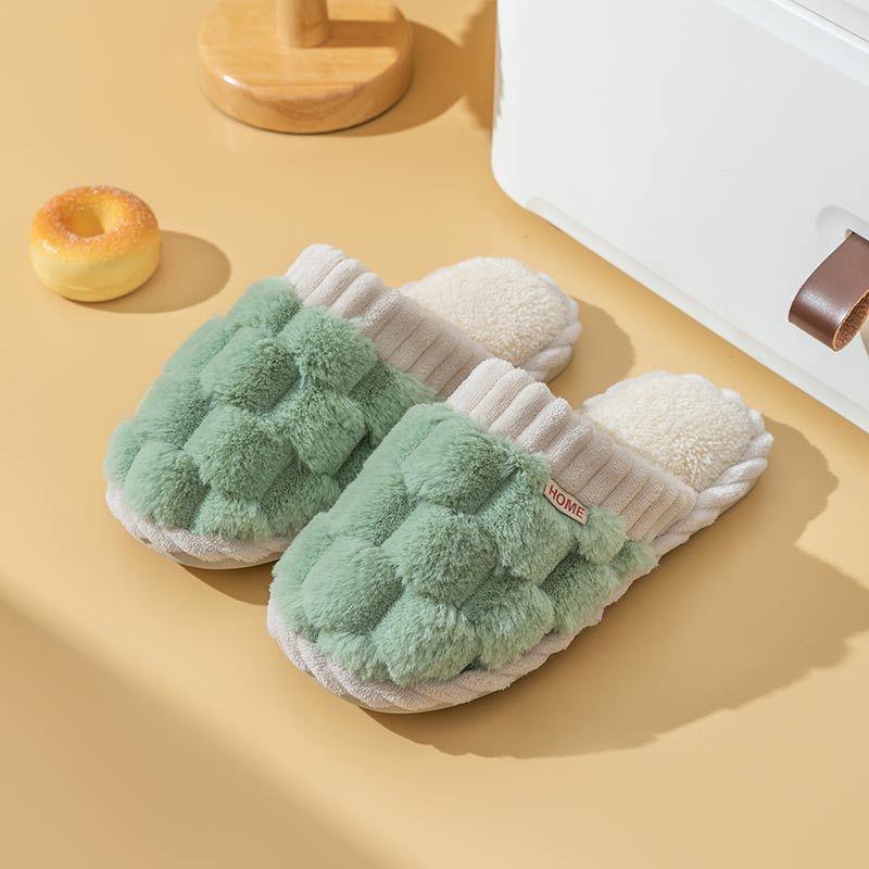 Cotton Slippers for Women In Winter, Suitable for Home Use In Spring and Autumn, Warm and Non Slip Indoors, with Plush Fur for Men