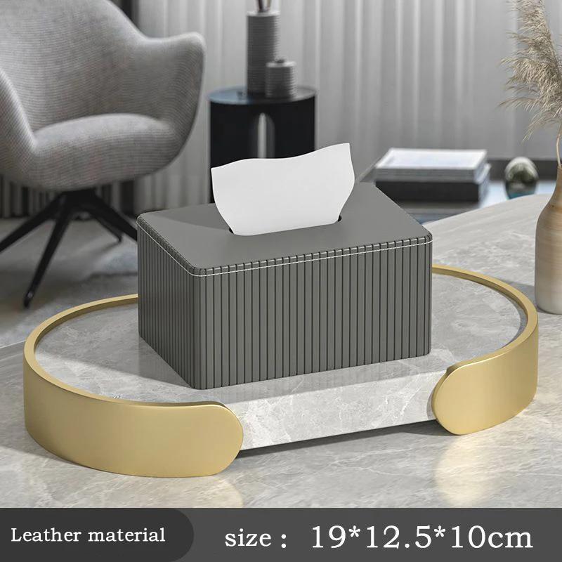 Light Luxury Tissue Box CoverPU Leather Rectangular Tissue Box Holder Organizer for Bathroom Vanity Countertop HomeelOff