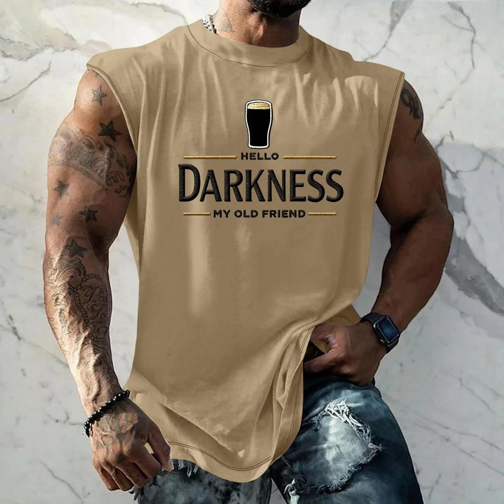 Men Sleeveless Tank Top Muscle Shirt with Beer Graphic Print Casual Summer Vest Lightweight Cotton Blend Comfortable Fit