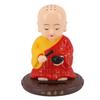 Solar Little Monk Figurine Automatic Head Shaking Decorative Funny Statue Ornament for   Car Dashboard Home